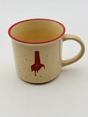Maker’s Mark Speckled Ceramic Mug With Red, Dripping Wax Design. VG Condition
